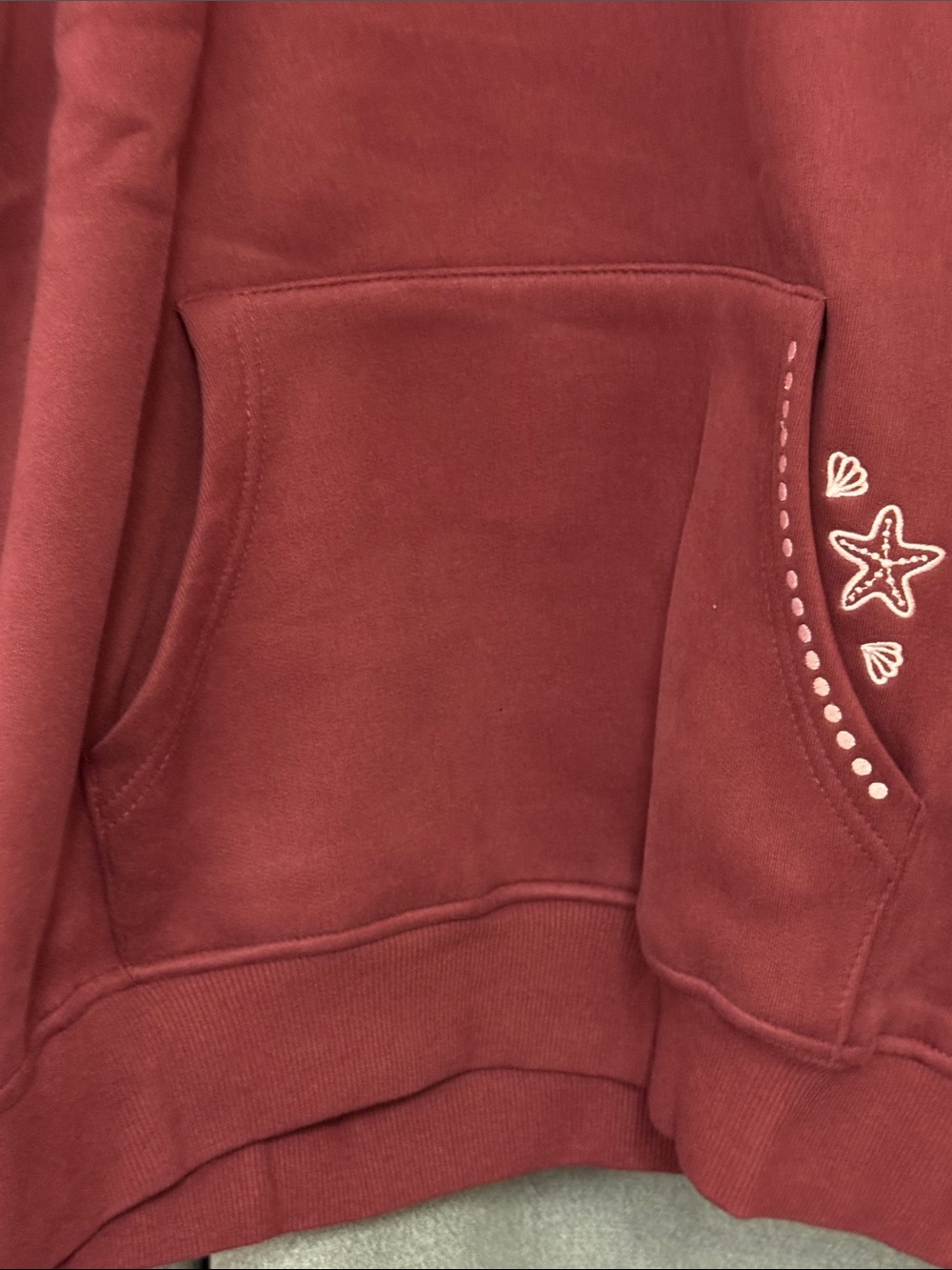 Pink Palm Puff Women's Maroon Hoodie - Picture 6 of 12